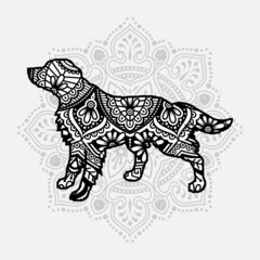 Vector illustration of a Dog mandala for coloring book. Dog Mandala for Silhouette Cameo and Cricut.
