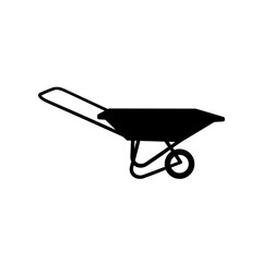 wheelbarrow isolated on white background. Silhouette vector design. 
