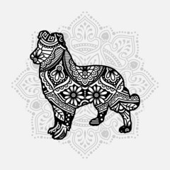 Fototapeta na wymiar Vector illustration of a Dog mandala for coloring book. Dog Mandala for Silhouette Cameo and Cricut.