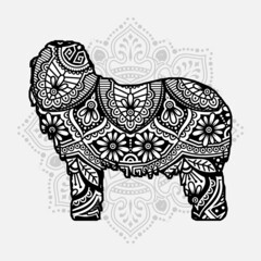 Vector illustration of a Dog mandala for coloring book. Dog Mandala for Silhouette Cameo and Cricut.