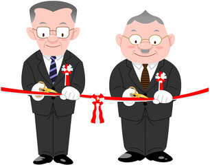 テープカットをする貴賓者