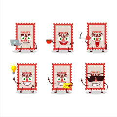 Christmas ticket cartoon character with various types of business emoticons