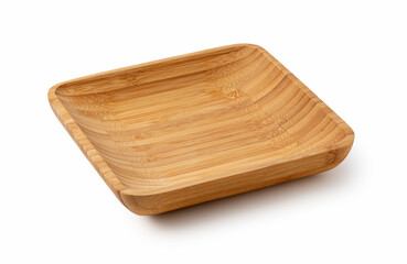 Wooden plates on a white background