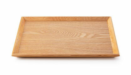 Wooden tray on a white background