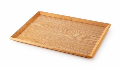 Wooden tray on a white background