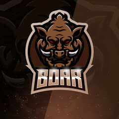 Boar mascot esport logo design