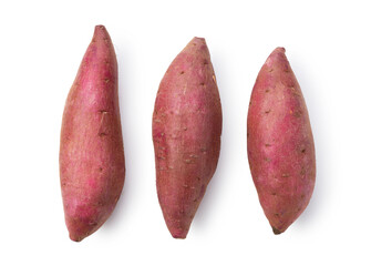 Sweet potatoes on a white background
