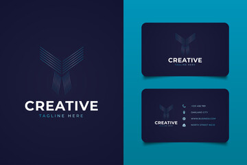 Falcon Logo Design with Line Style. Abstract line logo in gradient concept forming an elegant tie or falcon for your business identity or logo