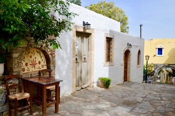 A street in a Cretan  traditional village, Crete Greece