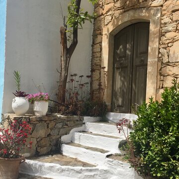 A street in a Cretan  traditional village, Crete Greece