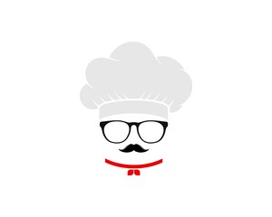 Chef hat with eyeglass and mustache