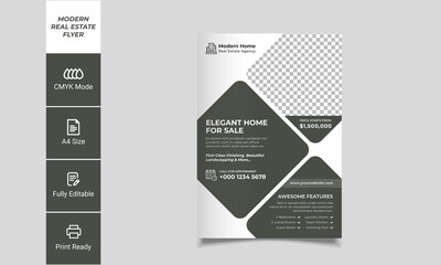 Classy Elegant Modern Real Estate Property Interior Design Flyer Template