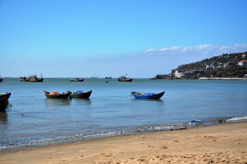 Obraz premium boats on the beach in Vung Tao Vietnam