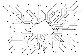 Cloud computing and network security technology concept, Circuit board with cloud symbol and connection links. vector illustration