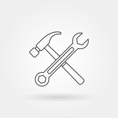 hammer wrench single isolated icon with modern line or outline style