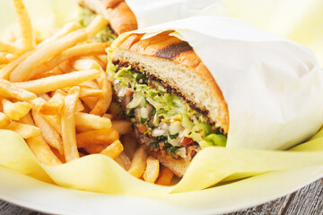 A closeup view of a torta sandwich plate.