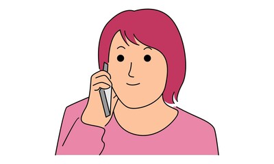 Happy woman call boyfriend. Girl talking on phone