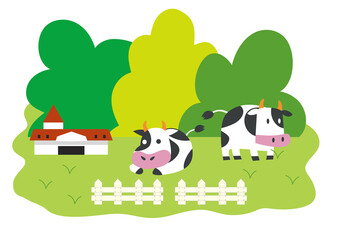 牛　牧場イラスト