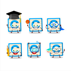 School student of toy block C cartoon character with various expressions
