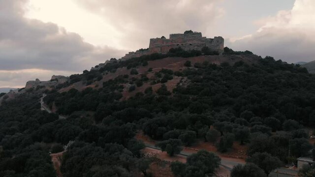 Old Structure Nimrod North Of Israel Ramat Hagolan Cloudy Day 4k