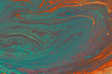 Abstract background of an oil painting with colorful swirly and wavy patterns