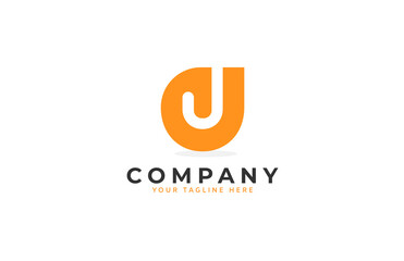 Obraz premium Abstract Letter J and E logo, letter J from negatif space letter E, Flat style Logo Design Template, vector illustration