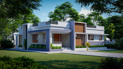 3D DIGITAL ILLUSTRATION OF A HOUSE ELEVATION