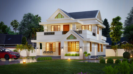 3D DIGITAL ILLUSTRATION OF A HOUSE ELEVATION
