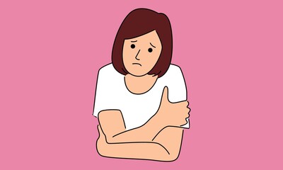Illustration of sad depressed woman