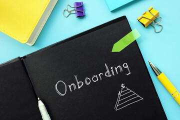 Financial concept about Onboarding a with inscription on the page.