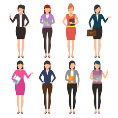 business women character with different pose and different suit vector