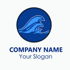 Naklejka premium Abstract water wave vector logo concept. Swimming, surf, villa, cosmetic business template
