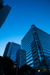 Fototapeta na wymiar 夕暮れの新宿のオフィスビル群