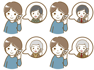 年上男性と電話で話す男性