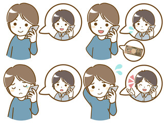 同年代男性と電話で話す男性