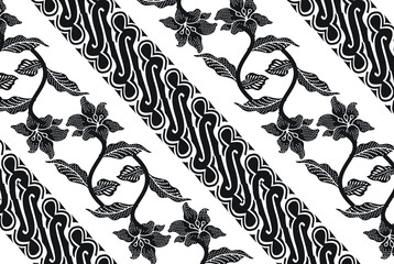 Naklejka premium Batik Indonesian: is a technique of wax-resist dyeing applied to whole cloth, or cloth made using this technique originated from Indonesia. EPS 10