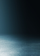 Dark abstract background. Empty dark street background at night. Spotlight reflects on the asphalt, blurry night lights. Smoke, fog. 3d illustration