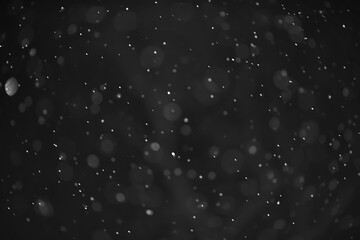 snow black background abstract texture, snowflakes falling in the sky overlay