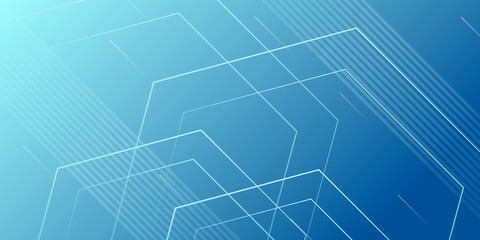 Light blue abstract presentation background with hexagonal lines and shapes. Futuristic technology element background