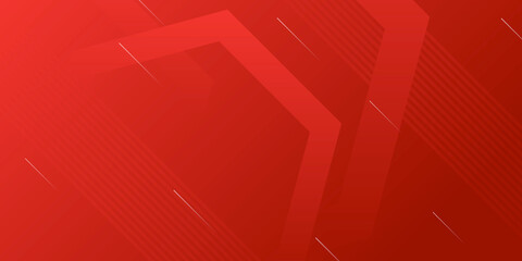 Red geometric abstract presentation background with hexagonal shapes and lines. Technology concept background