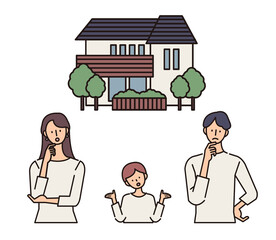 二世帯住宅のイラスト 家族のベクターイラスト