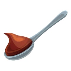 Full spoon chocolate paste icon. Cartoon of full spoon chocolate paste vector icon for web design isolated on white background