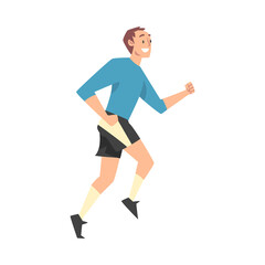 Smiling Man in Sportswear Jogging or Running, Sports Competition, Outdoor Morning Workout, Healthy Active Lifestyle Cartoon Style Vector Illustration