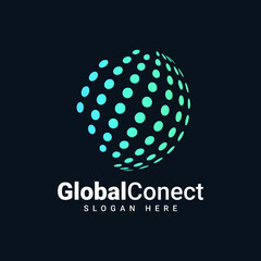 Global techno logo template illustration
