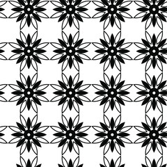 Seamless vector black and white pattern. Geometric background for fabric, textile, wrapping etc.