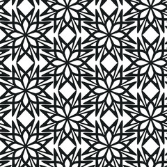 Seamless vector black and white pattern. Geometric background for fabric, textile, wrapping etc.