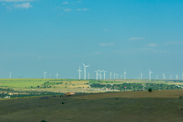 Landscape with wind generators. alternative energy