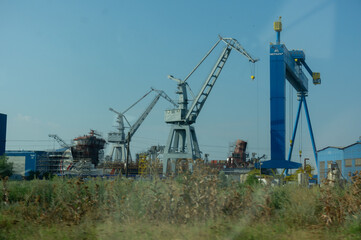 Fototapeta na wymiar Harbor cranes Constanta Romania