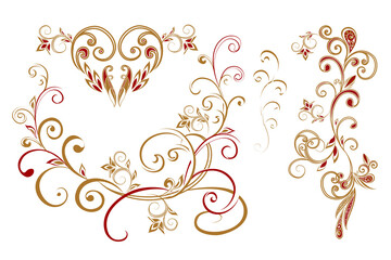 Vector decorative design Paisley, floral elements. - 390311943