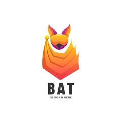 Vector Logo Illustration Bat Gradient Colorful Style.